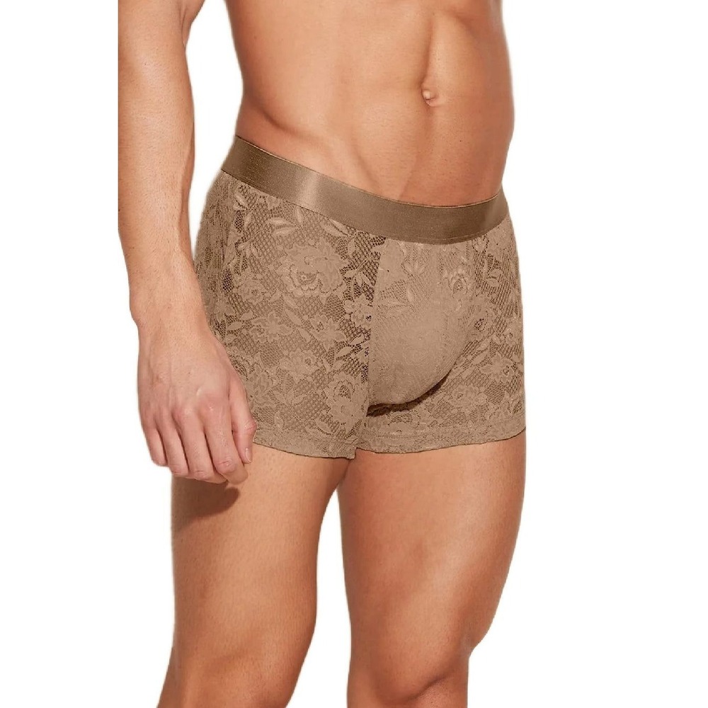 Cosabella Mens Never Say Never‎ Lace Boxer Briefs Tan Brown Sheer Underwear